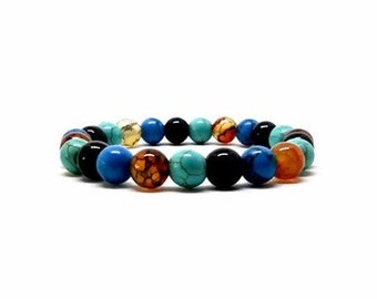 Chakra Gemstone (Howlite-Onyx-Agate-Turquoise) Bracelet