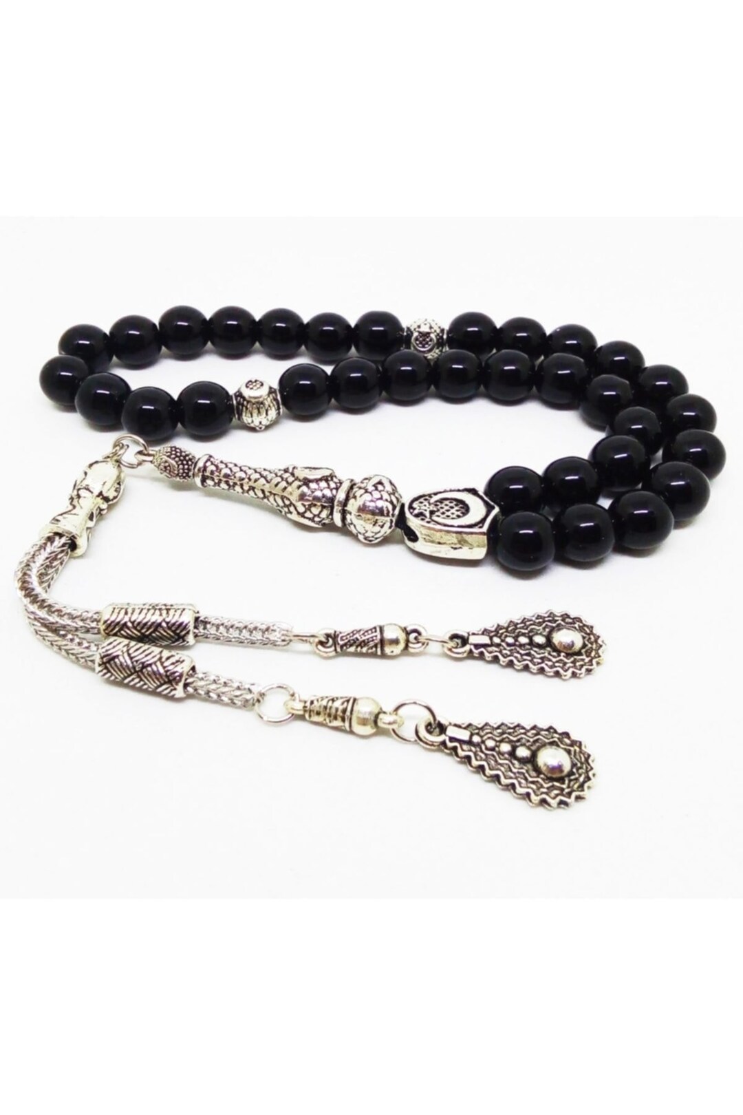 Black Onyx Gemstone Prayer Beads Sufi Tasbih With Drop Tassels - Etsy
