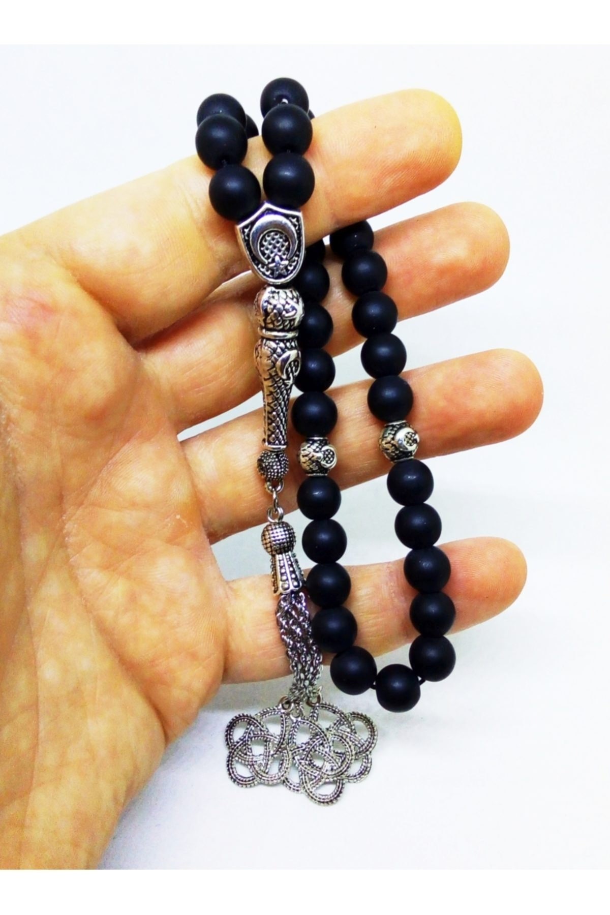 Matte Black Onyx Prayer Beads Tesbih With Big Kazaz Tassels - Etsy