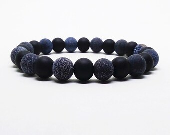 Matte Veined Agate Onyx Natural Stone Bracelet