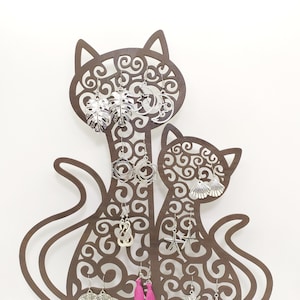 Laser cut Cats earring display SVG. Laser cut Cats earring display patterns, laser cut Cat earring stand, cnc, dxf, laser cut template