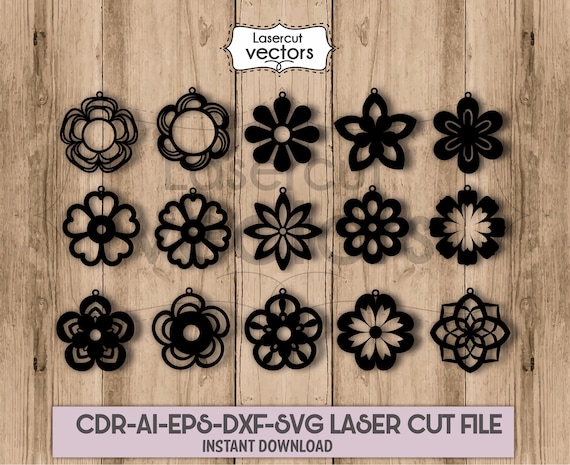 Download 15 Flowers Earring Bundle Svg Pendant Flower Svg Silhouette Etsy