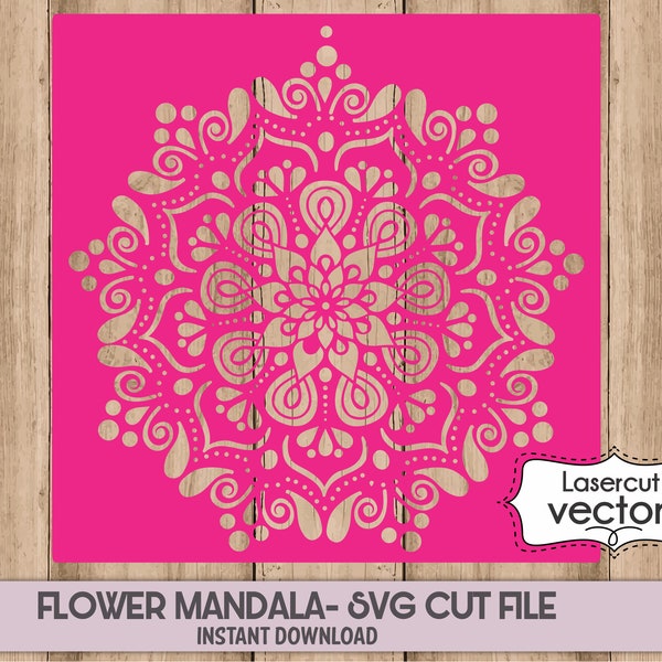 Stencil MANDALA SVG DIGITAL Stencil Indian Flower Hand drawn Decorative Arabesque Svg Dxf  Png Stencil Home Decor