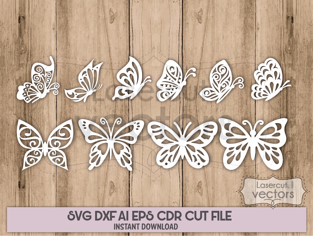 Set Butterflies Engraving Paper Cut Caser Cut Wood Cut Stencil Stock Vector  by ©somjaicindy@gmail.com 651732732