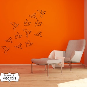 Geometric Birds wall art svg, dxf, EPS,AI and CDR files. plasma cut file, cnc wall art dxf, laser cut files,Glowforge files,Bird origami svg