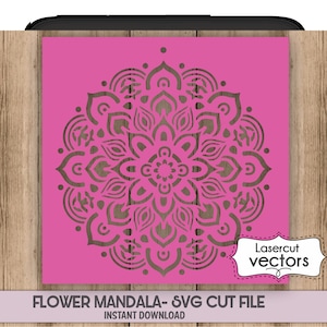 Stencil MANDALA SVG DIGITALE Stencil Fiore indiano Disegnato a mano Decorativo Arabesco Svg Dxf Png Stencil Home Decor
