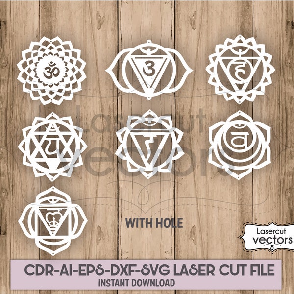 Chakra SVG.Chakra DXF. Modèle de découpe laser chakra, Clipart Cricut, découpe de vinyle, Silhouette. Découpe laser en métal, découpe plasma CNC, glowforge