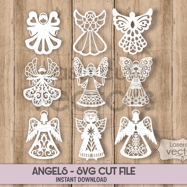 Cricut Silhouette Angel Template vector.Laser cut Angels .svg cut file| Christmas svg | wings svg l Diecutting| vinyl decal | Cricut, Cameo