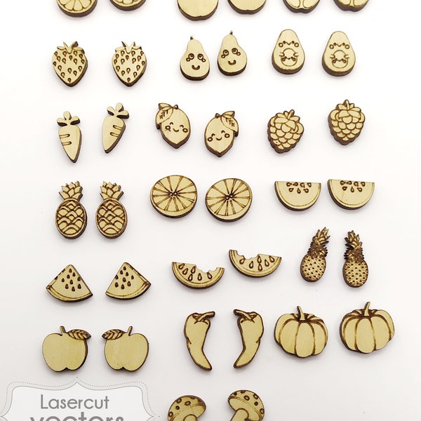 25 Designs Bundle Stud Earring SVG, fruit Stud Earrings SVG Bundle, Stud Earring laser cut,Kawaii svg Glowforge Cut File, svg Earring Bundle