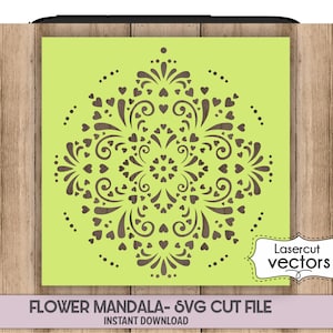 Stencil MANDALA SVG DIGITAL Stencil Indian Flower Hand drawn Decorative Arabesque Svg Dxf Png Stencil Home Decor