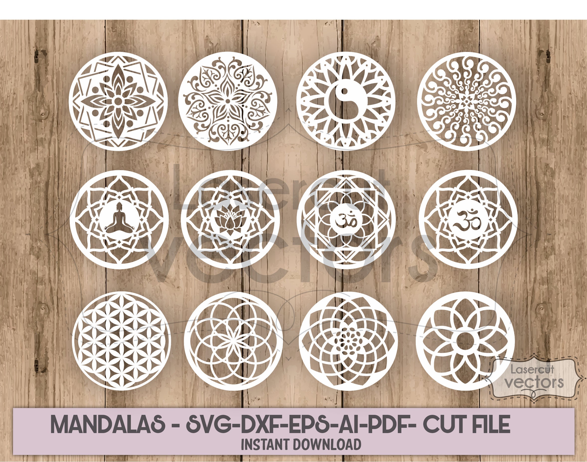 Download Mandala Svg Mandala Dxf Fileslaser Cut Cnc File Svg Design Etsy