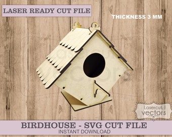 Birdhouse laser cut template, Birdhouse laser cut ready file, Birdhouse dxf plan. Birdhouse SVG, Wooden birdhouse. Glowforge svg