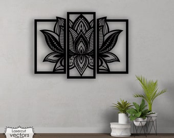 Flower Lotus Mandala wall art svg.plasma cut file, wall art, dxf,laser cut files, Glowforge files, wooden zen wall art