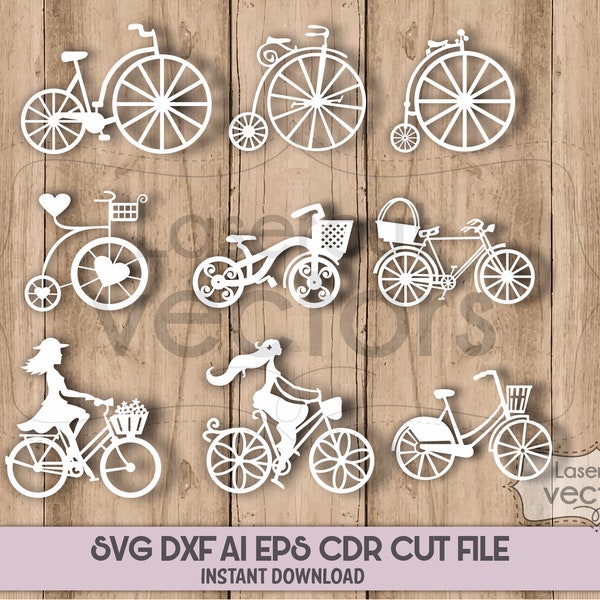 Bicycle SVG Bundle, Bicycle SVG, Bicycle Clipart, Bicycle Cut Files For Silhouette,laser cut dxf, Files for Cricut, Bicycle Vector, Svg,Eps