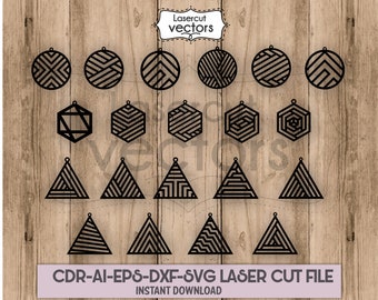 Geometric Earrings SVG Bundle, Laser Cut Templates (Digital Download)