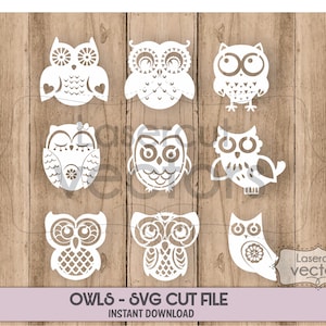 Eulen SVG Cricut Schnittdateien Wand Dekor Schablone SVG, Clipart, Aufkleber, Schablone, Vinyl, Schnittdatei, Bild Silhouette, eps, dxf