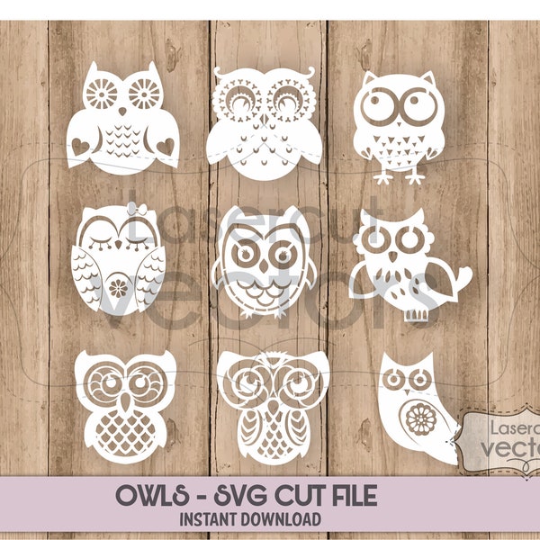 Owls SVG cricut cut files wall decor stencil svg, clipart, decal, stencil, vinyl, cut file, image silhouette, eps, dxf