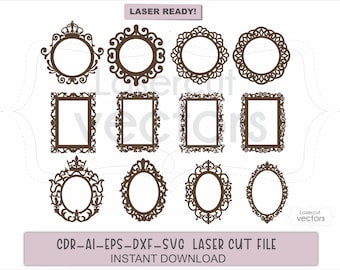 Ornate Frame SVG Bundle, Mirror Cut File (Digital Download)