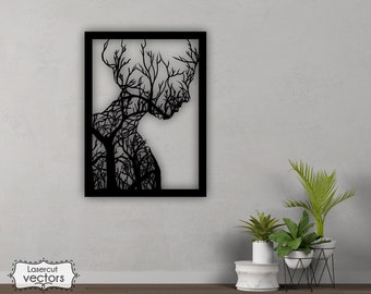 Woman Tree Panel Wall Art Vector, Laser Cut File (Digital Download)
