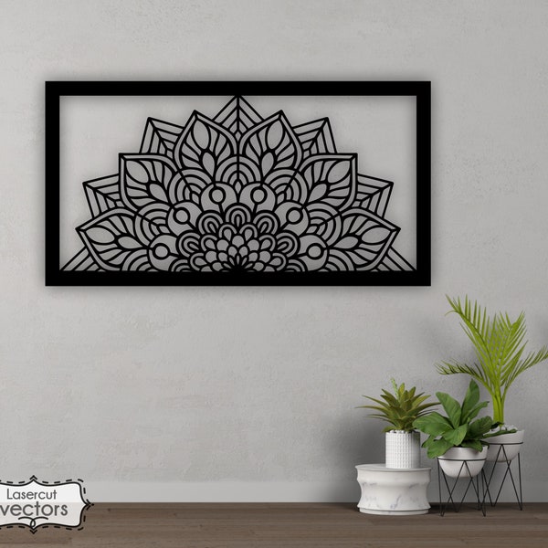 4 styles d'art mural mandala svg, dxf, EPS, AI et PDF files.plasma coupe fichier, décoration murale dxf, fichiers découpés au laser, fichiers Glowforge, panneau svg mandala