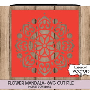 Flower Stencil MANDALA Svg Cut file + Clipart- DIGITAL Indian Flower Die Cut Arabesque DIY Stencil template Svg Dxf Png Flower Decor