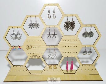 Honeycomb Earring display SVG file, Stud Holder dxf, Jewelry organizer EPS, vector files, Jewelry stand, laser cut files,digital download