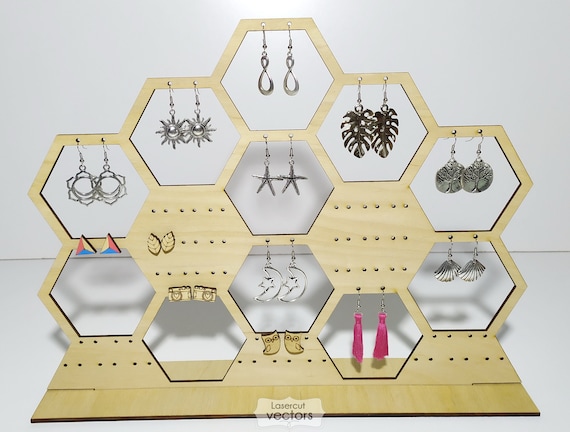 Papercut Earring Display Cards SVG. Jewelry Holder Template
