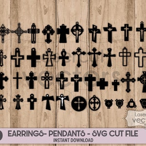 Cross Earrings SVG Bundle , Crosses earring, Cross earring svg, Earrings templates for Cricut and Silhouette Studio,Laser cut earrings dxf