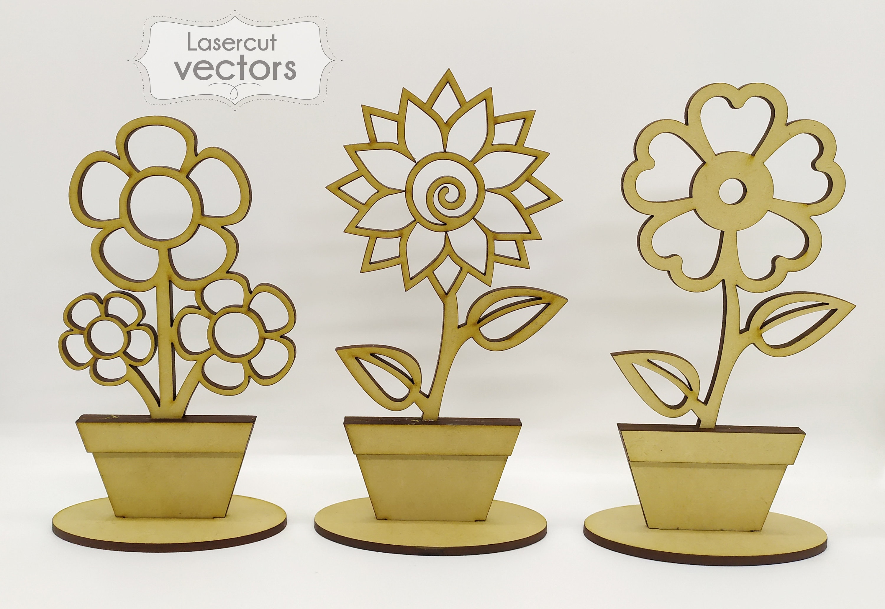 6 Laser Cut SVG DXF Ai Eps Cdr Flowers Models.flowers Home Etsy