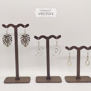 3 Größen Ohrring Display SVG-Datei, Bolzenhalter DXF, Schmuck Organisator EPS, Vektordateien, Schmuckständer, Laser geschnitten Dateien, Glowforge-Datei