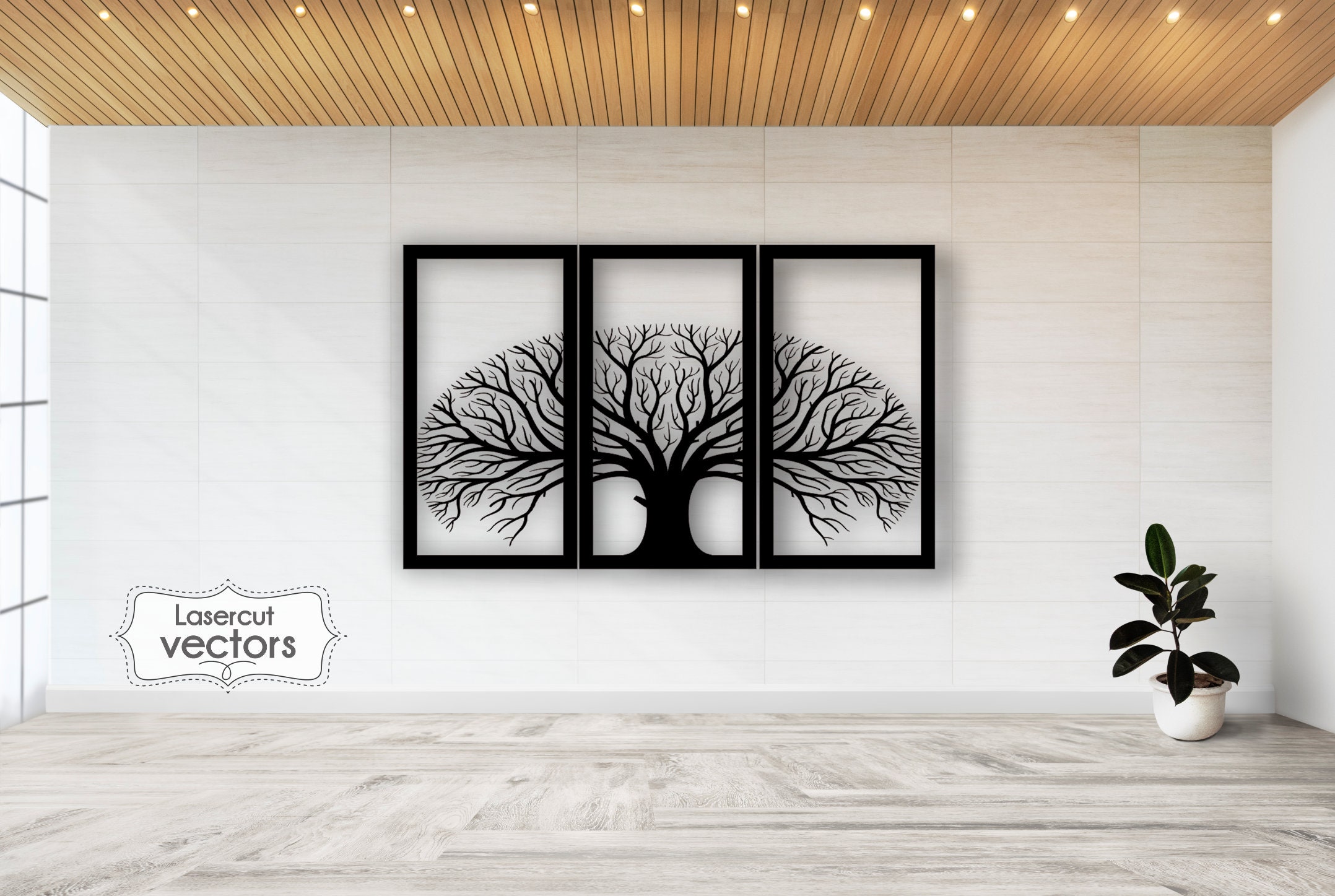 Tree Panel Wall Art Vector Model svg dxf filestree panel Etsy