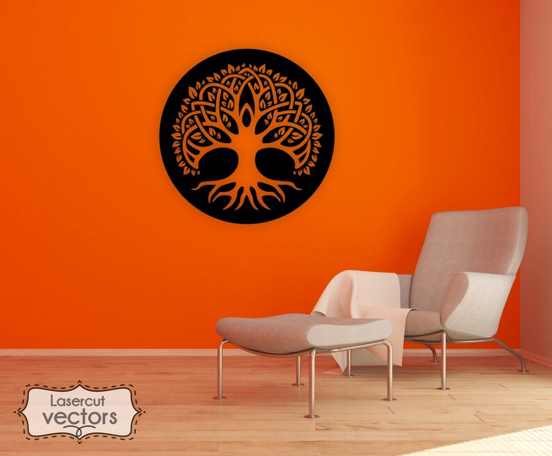 Celtic Tree of Life Wall Art SVG DXF Epsai and Cdr Digital Etsy