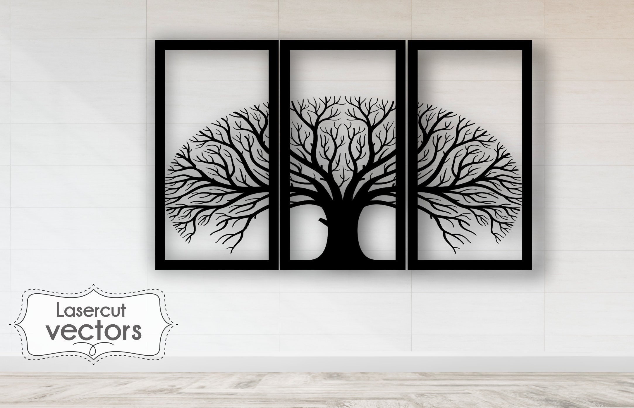 Tree Panel Wall Art Vector Model Svg Dxf Files-tree Panel - Etsy Hong Kong