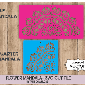 Flower Stencil MANDALA Svg Cut file + Clipart- DIGITAL Indian Flower Die Cut Arabesque DIY Stencil template Svg Dxf Png Flower Decor