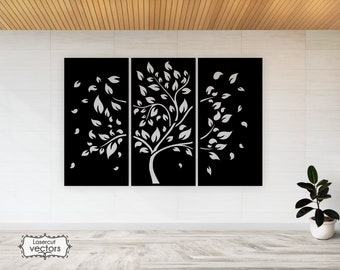 Tree Wall Art Vector Model. wall decor- svg dxf files-tree panel , Files for Laser Cutting. plasma cut file, tree artful wall art decorating