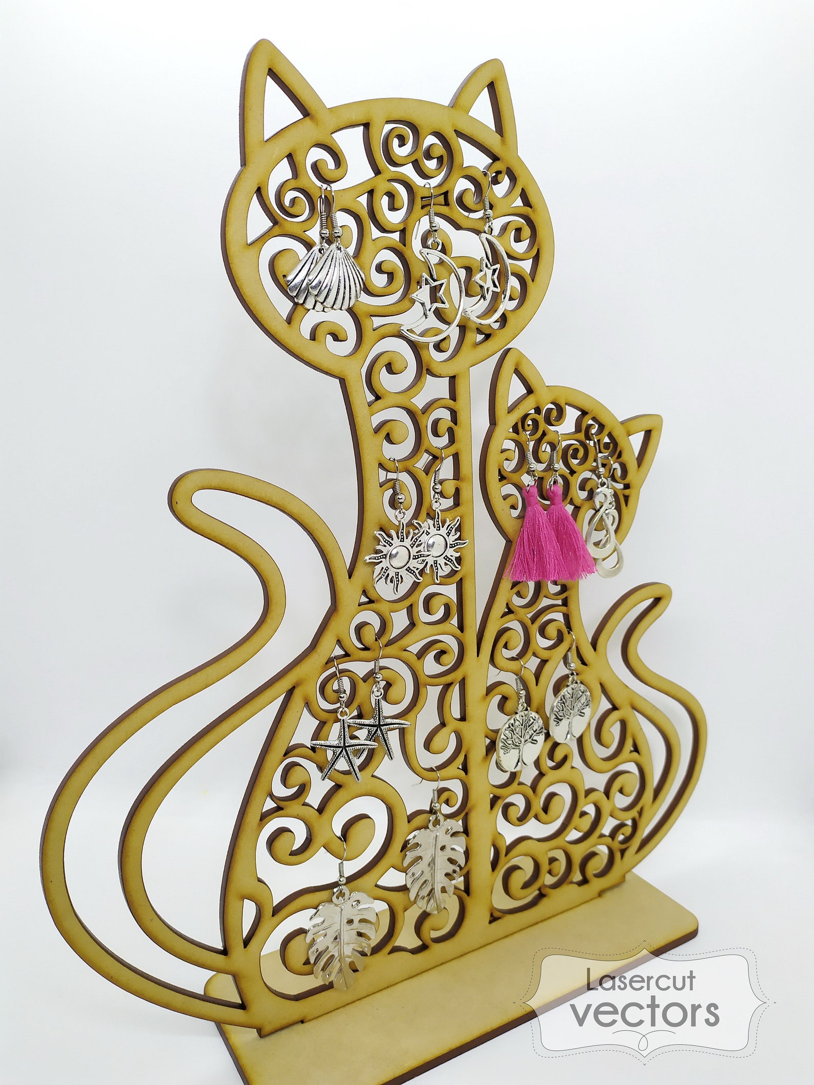 Laser Cut Cats Earring Display SVG. Laser Cut Cats Earring Etsy