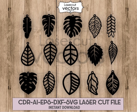 Leaf Earrings SVG, Leaf Tear Drop SVG, Pendant Leaf Svg