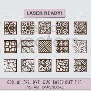 15 Geometric Laser Cut Files SVG DXF | Decorative Panel CNC Templates | Room Divider Screen | Wall Art Pattern Bundle
