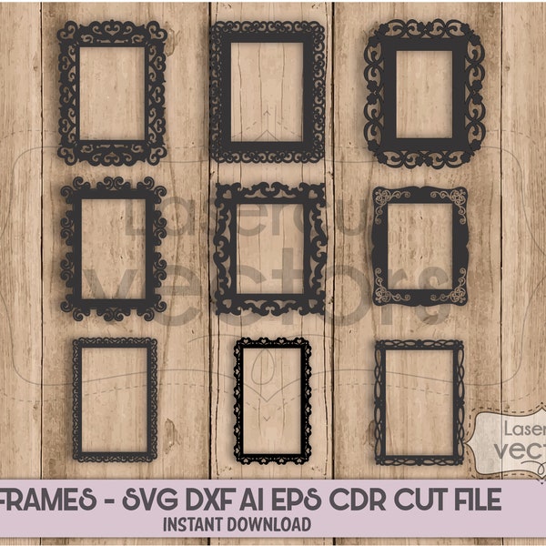 Frame SVG Bundle, Mirror SVG bundle, Frame cut file, Frame clipart, Frame svg files for silhouette, files for cricut, svg, dxf, eps, png