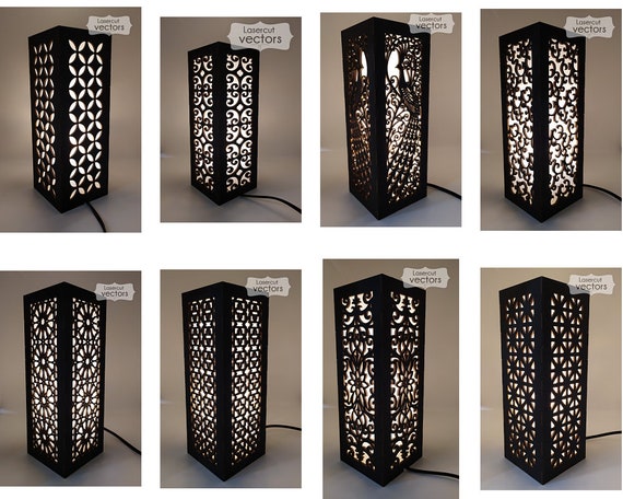 wood laser cut lamp