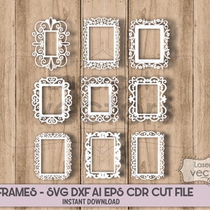 Paquete SVG de marco, paquete SVG espejo, archivo de corte de marco, imágenes prediseñadas de marco, archivos svg de marco para silueta, archivos para cricut, svg, dxf, eps, png