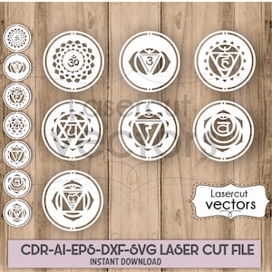 Chakra SVG.Chakra DXF. Plantilla de corte láser Chakra Clipart Cricut Corte de vinilo, Glowforge, Silhouette. Corte láser Corte de madera de metal CNC Plasma