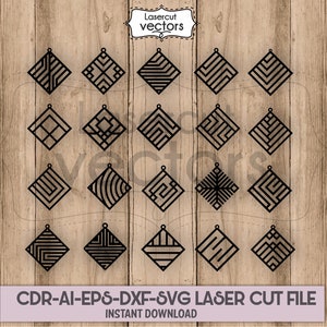 20 Geometric Earrings Bundle Template SVG, Earring pendant SVG, Earring Template,Earring lasercut Glowforge Files, Silhouette Cut File