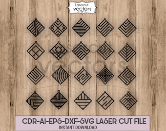 Geometric Earring SVG Bundle, Laser Cut Template (Digital Download)