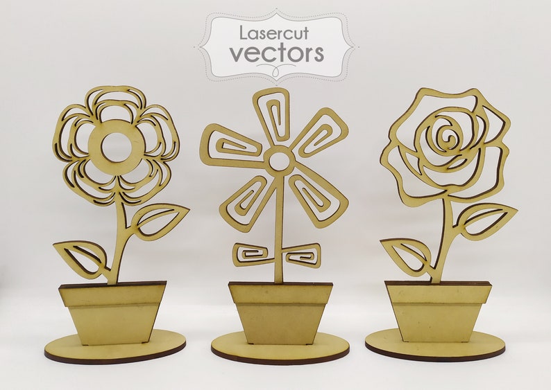 6 Laser Cut SVG DXF Ai Eps Cdr Flowers Models.flowers Home Etsy UK