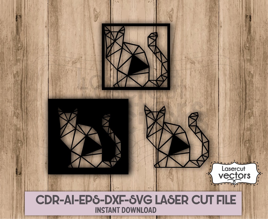 Polygonal Cat Svg, Geometric Cat Wall Art SVG, DXF, Eps,ai and Cdr ...