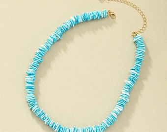 18" Turquoise Chunky Puka Shell Necklace - Artisan Made