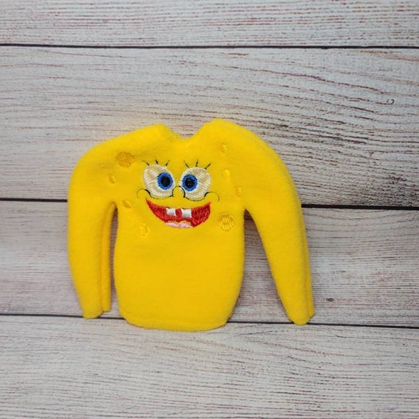 Yellow-sponge-Fugure-Elf Shirt -elf-Costume-Children-Play Dress up-Doll clothes- Social Media- Kids- teens- Christmas Movie