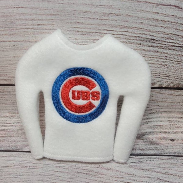 12inch Doll clothes Baseball Shirt - Chicago Cubs- cubbies Christmas-Traditions-Children-Play-elf