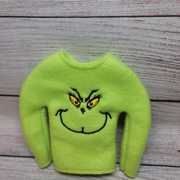 Grinch Shirt- Elf Shirt -elf-Costume-Children-Play Dress up-Doll clothes- Social Media- Kids- teens- Christmas Movie